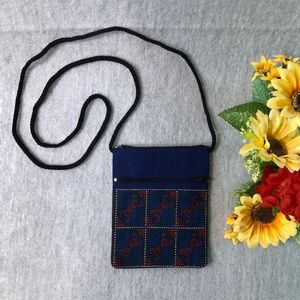 NWOT - Navy Needlepoint Trim Mini Bag